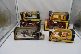 Six Corgi diecast cars, Jaguar XJ12C 286, Fiat X1/9 Bertone 314, Lotus Elite 315, JCB Corgi Le