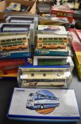 Seventeen Corgi (UK & China) diecast Buses, various including Metro, Plaxton, Bedford and similar,