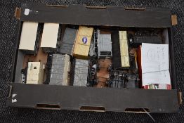 A box of 0 scale Slater’s and similar items of rolling stock, one boxed