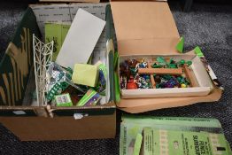 A box of mixed vintage Subbuteo including World Cup 1990 part set, TV Tower etc