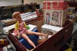 A vintage Sindy style doll stamped 033029, a Pedigree Sindy's Own Wardrobe in original box 12SA2,