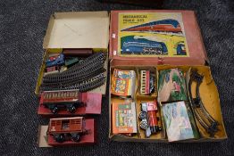A tin plate Mechanical Train Set, Made in GT Britain with original box 868, a Traing 00 gauge part