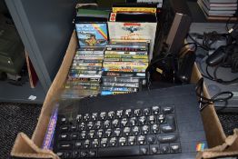 A Sinclair ZX Spectrum + Personel Computer with a Ingersoll Computer Program Data Recorder, Joystick