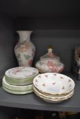 A mixed lot of ceramics including Duchess bowls, Royal Doulton Carmel plates, and a Tapodel urn