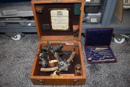 A Hezzanith Sextant in original box thought to be around 1930s, with certificate to box stating last