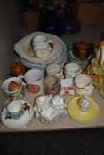A selection of ceramics including Falcon ware and Roslyn cake plates