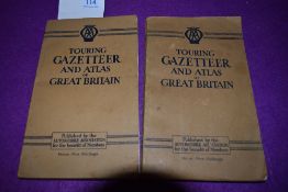 Two 1946 copies of the AA Touring Gazetteer and atlas of Great Britain.
