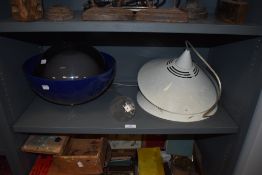 Two industrial style lamps and similar retro ceiling light.