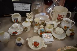 A collection of crested ware, of interest to areas such as Southport, Wigton, North Allerton,