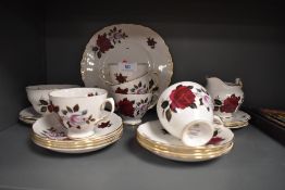 A selection of vintage Colclough bone china having transfer rose pattern including sandwich plate ,