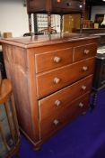 A Victorian pine bedroom chest of three over two