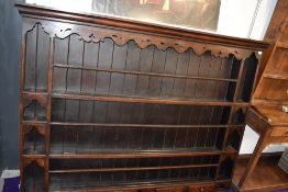 A large Victorian plate or dresser back with integral drawers