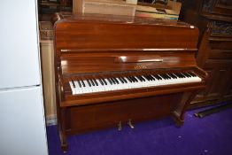 A vintage Lestel upright piano, overstrung in mahogany case, 85 keys