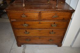 A 19th century mahogany chest of two over three drawers, condition poor, with replacement