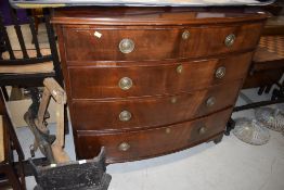 A mahogany bow fronted chest, width approx. 112cm