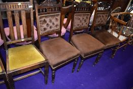 Three button back upholstered dining chairs