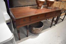 An Edwardian mahogany sideboard, converted from box piano, width 164cm