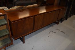 A vintage Rosewood effect long john sideboard on stylised legs, width approx. 211cm