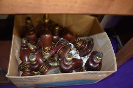 A selection of approx 15 wood turned and similar bedside lamps