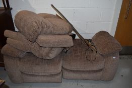 A two seater reclining sofa with good upholstery