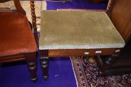 A mahogany framed and upholstered dressing table or piano stool