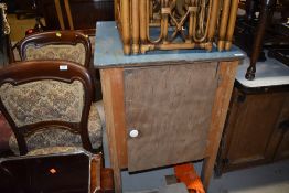 A vintage cabinet, having formica top, industrial look, approx width 61cm