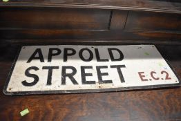 A vintage street road sign for Appold Street