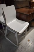 A set of vintage style ply chairs on metal frames in white (match lot 755)