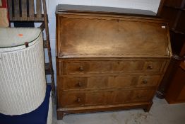 An early 20th Century bleached mahogany bureau, in a continental style, width approx. 106cm