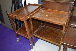 a collapsible tea trolley with removable tray set and similar oak trolley