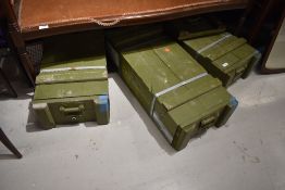 Three wooden ammunition crates