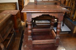 A traditional oak coffin stool style side table 45 x 30cm
