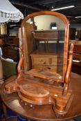 A Victorian mahogany framed toilette or dressing table mirror