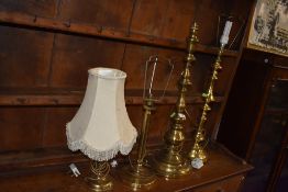 A selection of various design brass table and side lamps