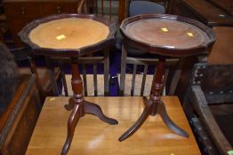 Two reproduction mahogany style wine or side tables
