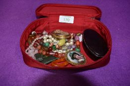 A small selection of costume jewellery including baroque style simulated pearls, ceramic and