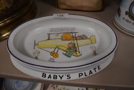 A Mabel Lucie Atwell for Shelley baby's plate 'I took some fairies in my plane,some wanted to go