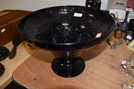 A large bubble glass table centre having bell design in Amythyst.