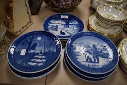 Eight 1970s Copenhagen christmas plates, of animal interest.