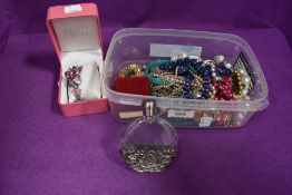 A small selection of costume jewellery including Sieko wrist watch, strings of beads etc