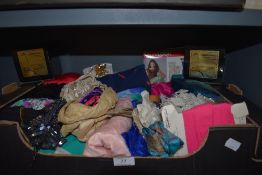 A selection of of haberdashery sewing and dress making fabrics and materials