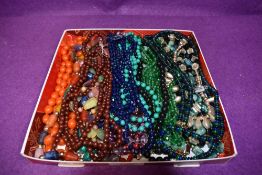 A selection of costume jewellery bead necklaces
