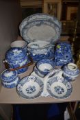 An assorted lot of blue and white ware amongst which are Spode and Doulton, including biscuit