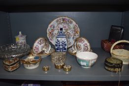A selection of ceramics and similar including hand decorated Indian tree teacups and saucers