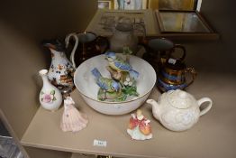 A selection of ceramics including Royal Doulton Figurine Christine designed by Peggy Davis HN3269, a