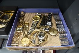 A selection of fashion wrist watches including Giorgio Armani, Henley, Omaki, VG etc