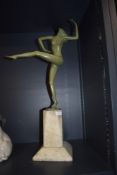 An impressive art deco green patina bronze dancing figure Tanzer (The Dancer) circa 1930 by Felix