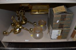 A pair of BHS ceiling lights with shades.