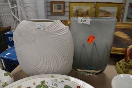 An art glass vase by Ritzenhoff Breker and similar German ceramic vase by Kaiser