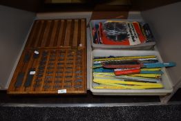 A set of engineers machinist or mechanics slip gauge set in oak case